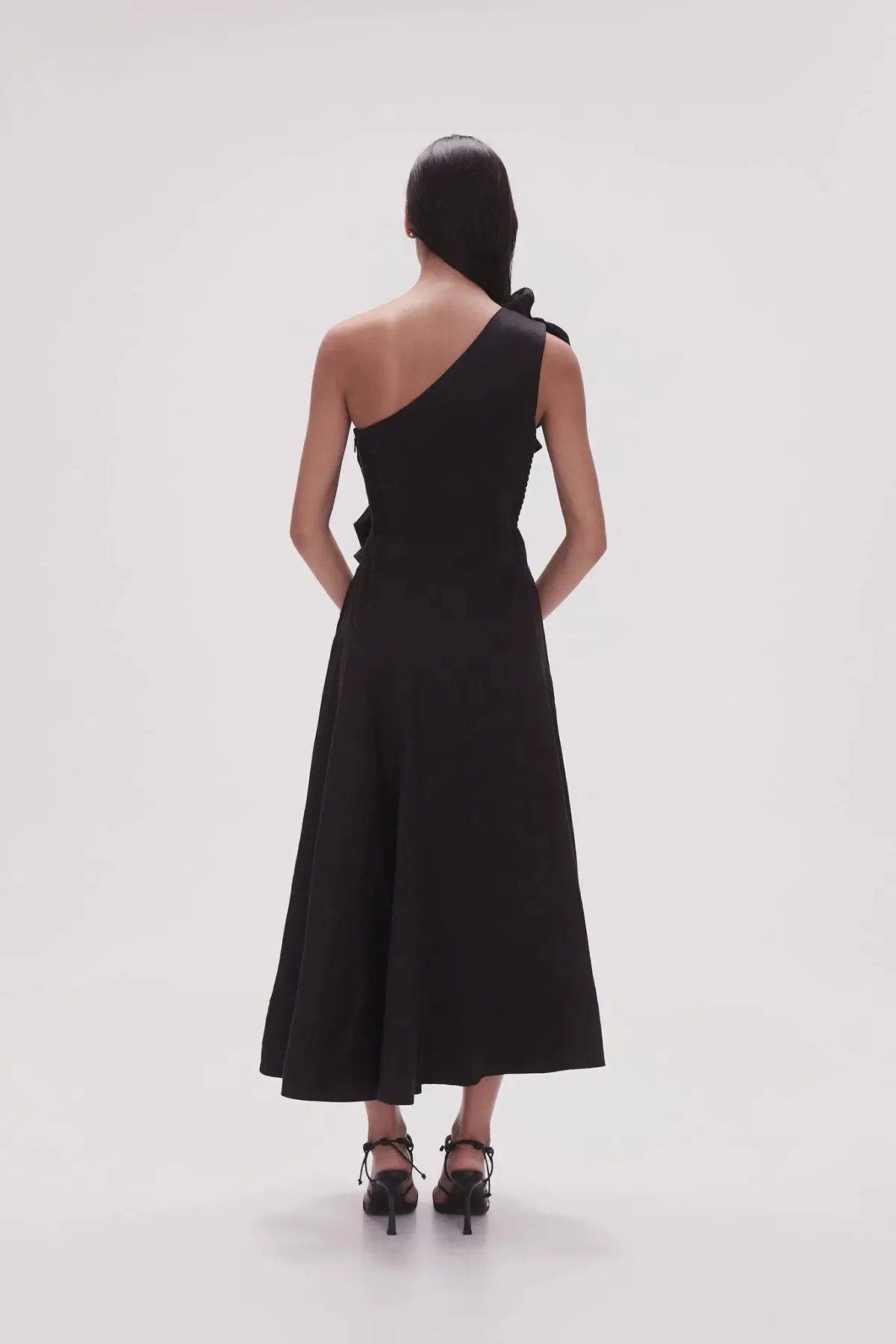 Aje Adelia Ruffle Midi Dress Black Size 16 photo 2