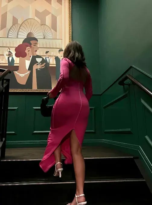 Odysseus & Penelope Neon Pink Contrast Maxi Dress Pink Size AU 6 photo 3