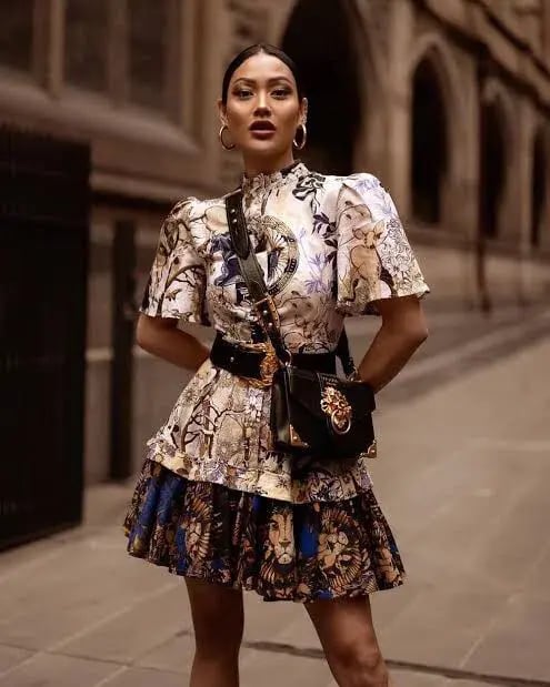 Leo Lin The Lover Cotton Linen Mini Dress Multi Size AU 8 photo 6