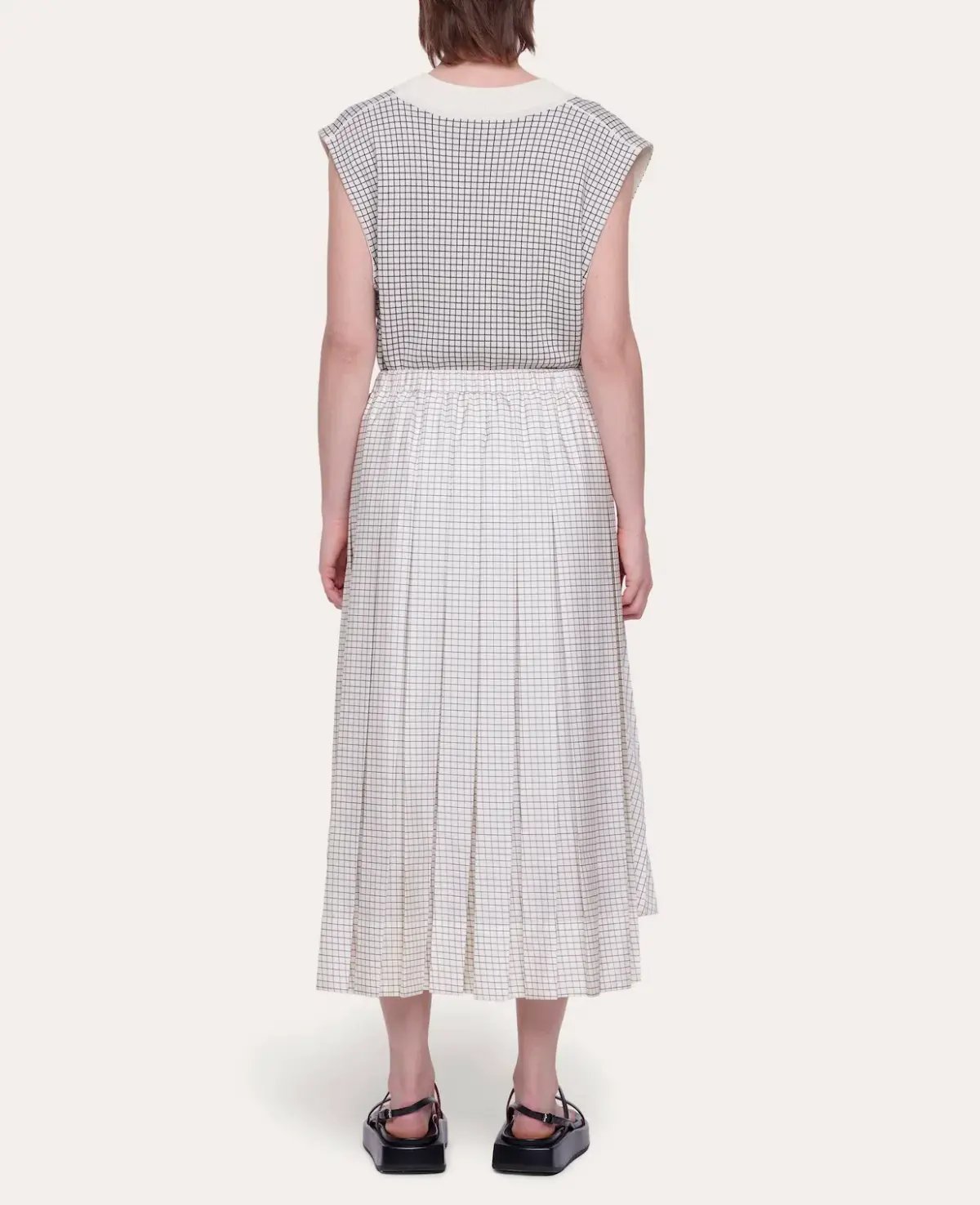 Plan C Pleated Skirt in Cream Print Size FR 42 / AU 14 photo 2