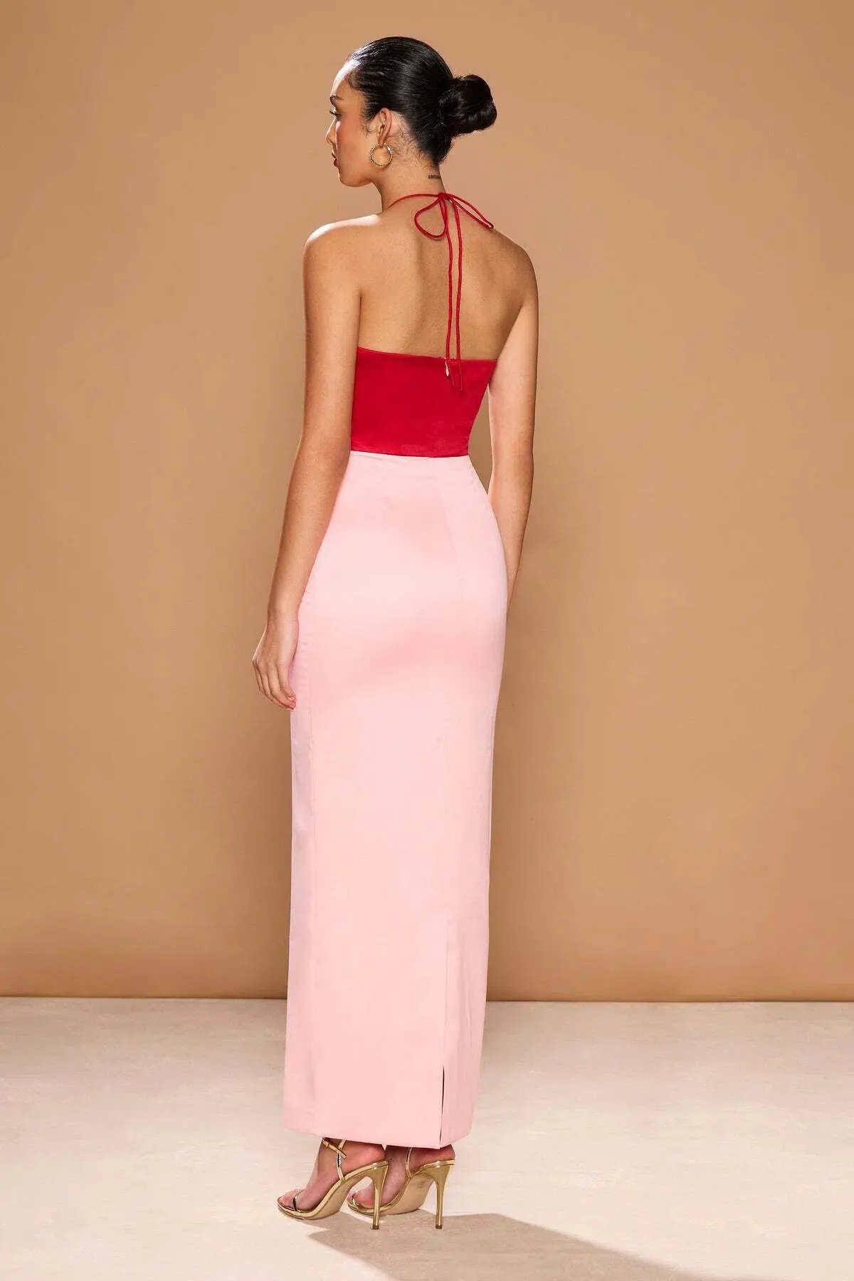 Sonya Moda Siena Spliced Midi Dress Red/Pink Size 10 photo 2