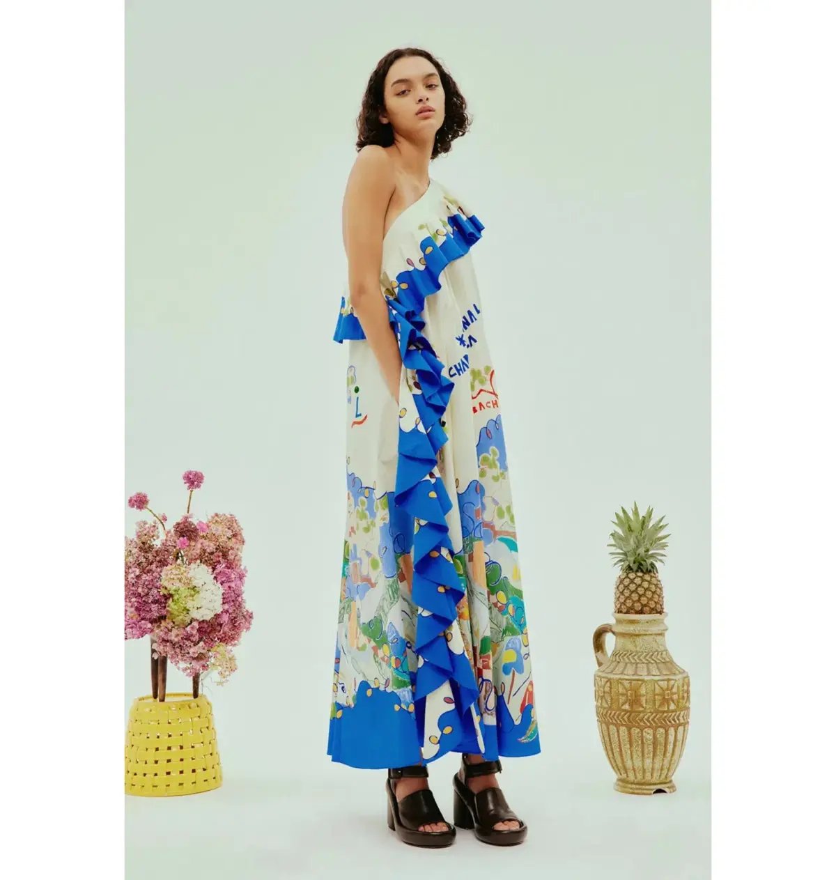 Alemais Nadia One Shoulder Ruffle Dress Multi Size AU 16 photo 2