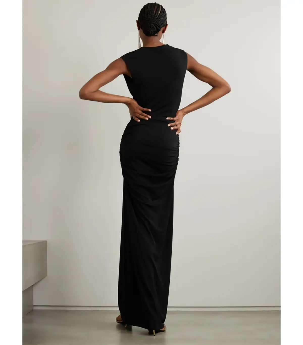 Michael Lo Sordo Drape Front Maxi Dress in Black AU 12 photo 2