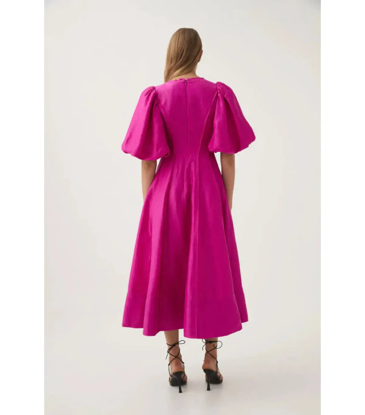 Aje Dusk Puff Sleeve Midi Dress Deep Magenta Size AU 16 photo 5