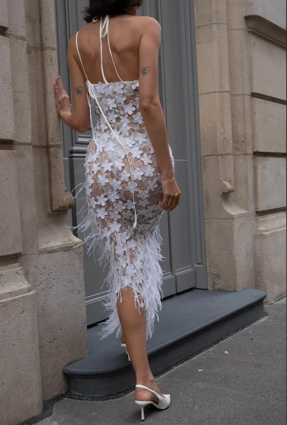 Roberta Einer Nadia Midi Dress Off White Size 8 photo 3