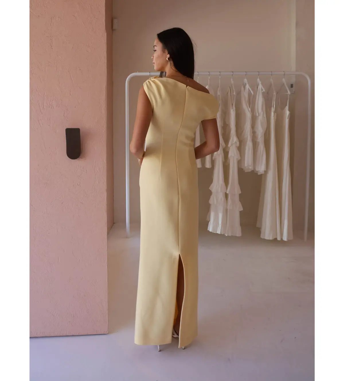 By Nicola Vivian Crepe Maxi Dress in Lemon Size 8 photo 2