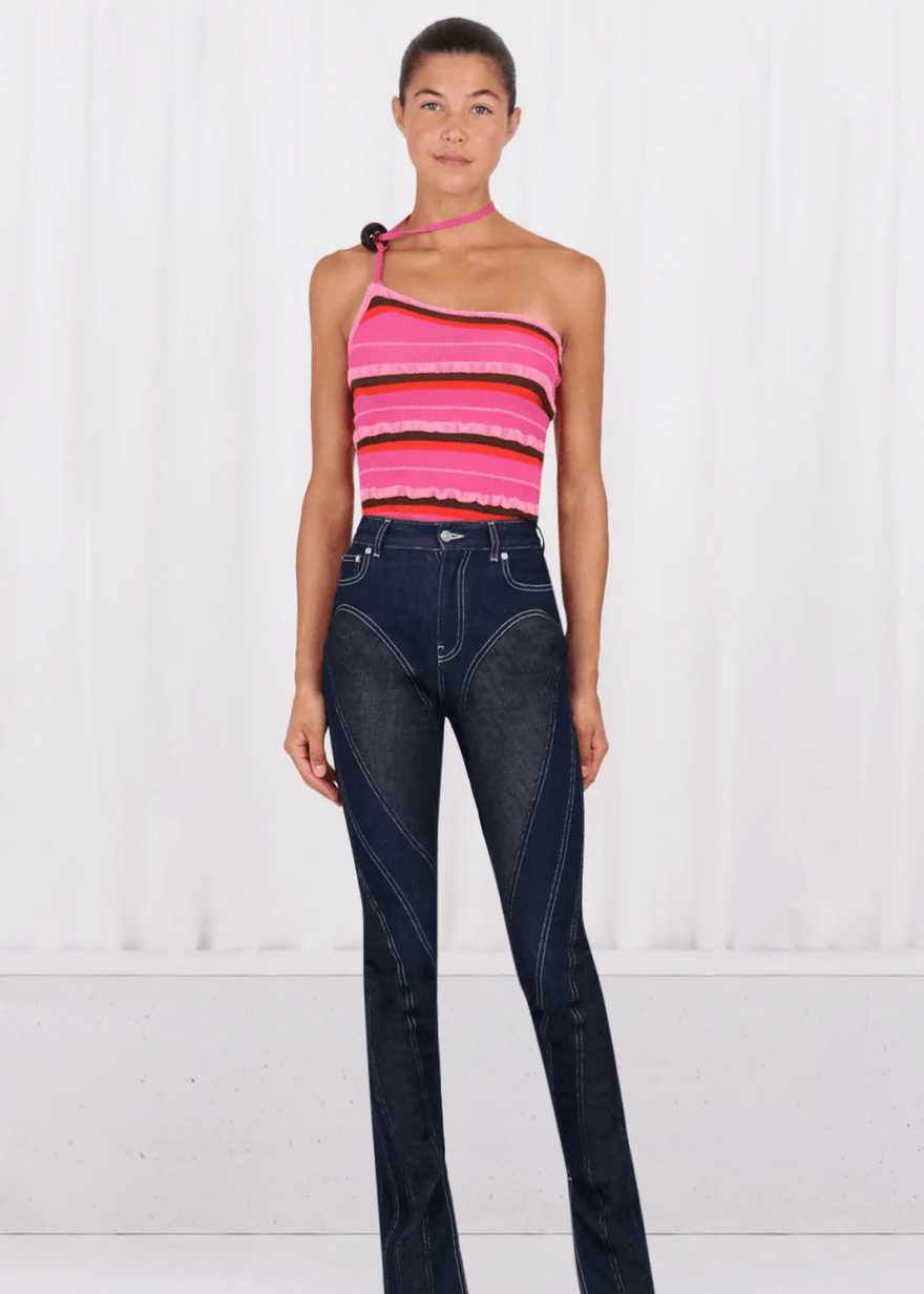 Jacquemus La Maille Concha Top and Skirt in Dark Pink photo 3