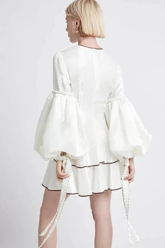 AJE Gracious Tiered Mini Dress Ivory Size 8 photo 2
