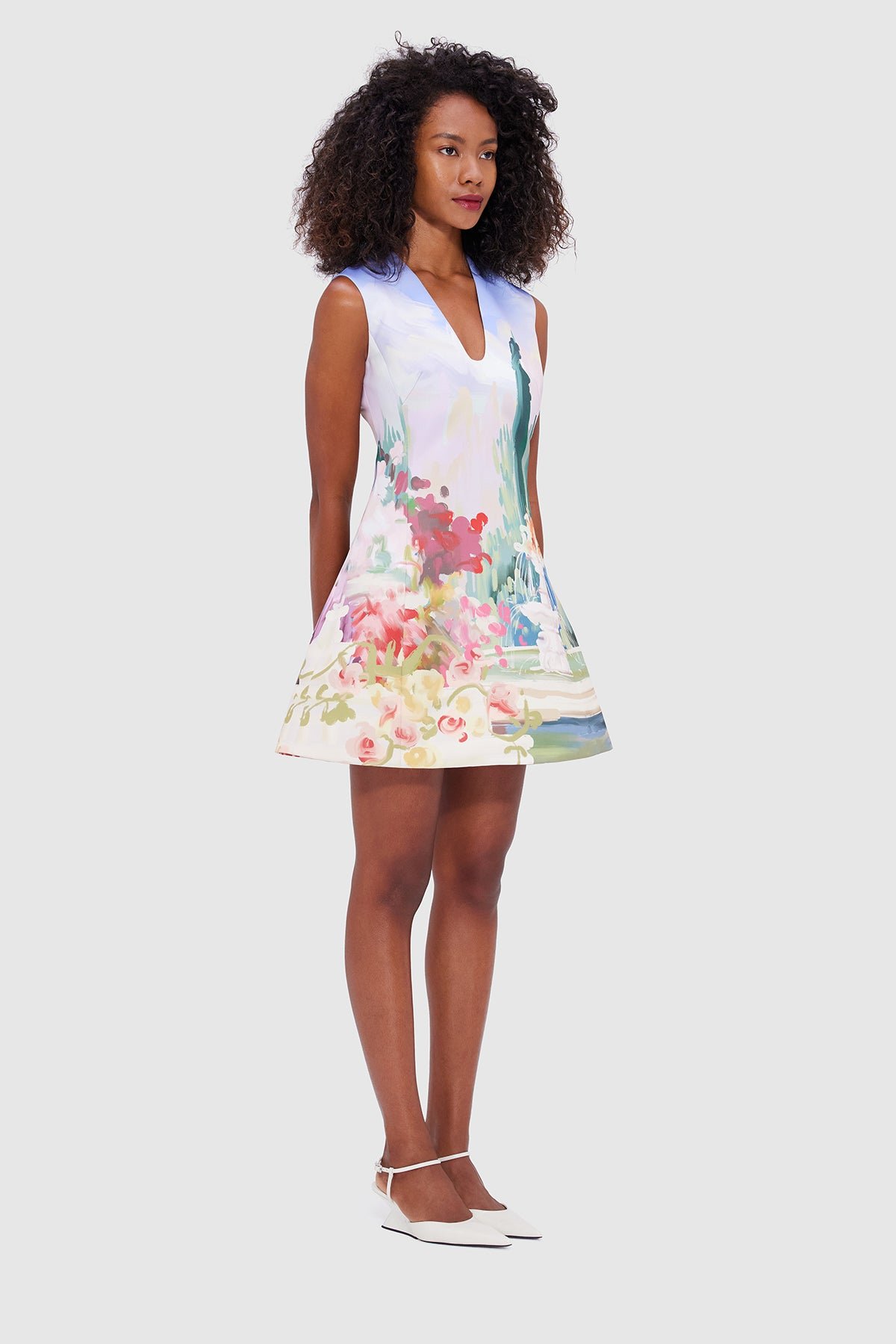 LEO LIN BRIANA V NECK MINI DRESS - JARDIN PRINT photo 4