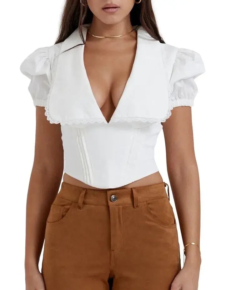 House of CB Augusta Pin Tuck Top White Size S / AU 8 photo 2