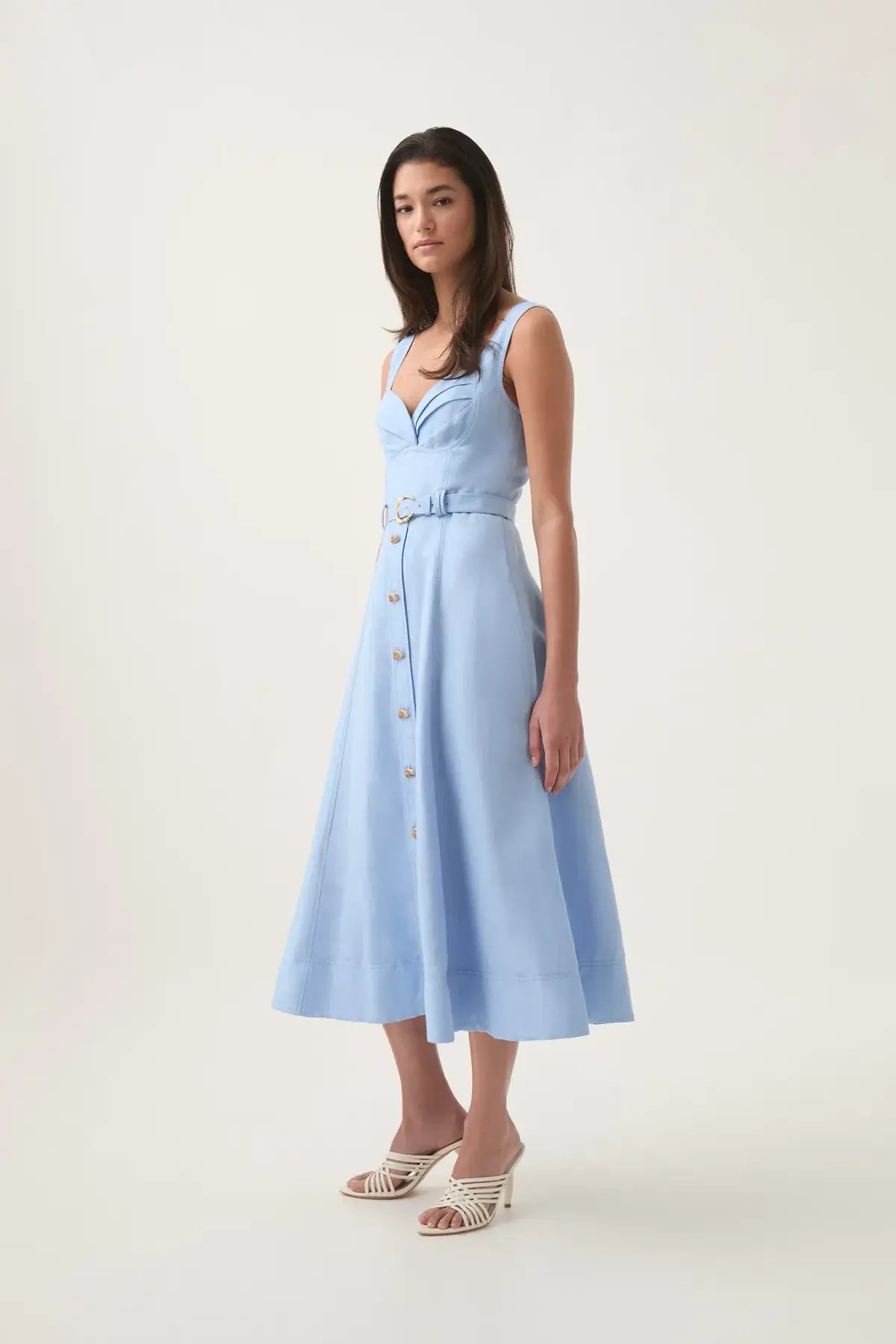Aje Primary Belted Midi Dress Daydream Blue Size AU 12 photo 3