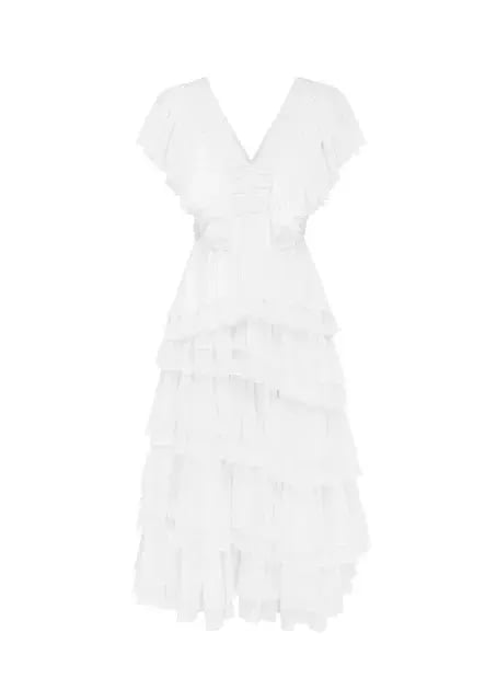 ROOH Collective Daphne Midi Dress White Size 12 photo 3