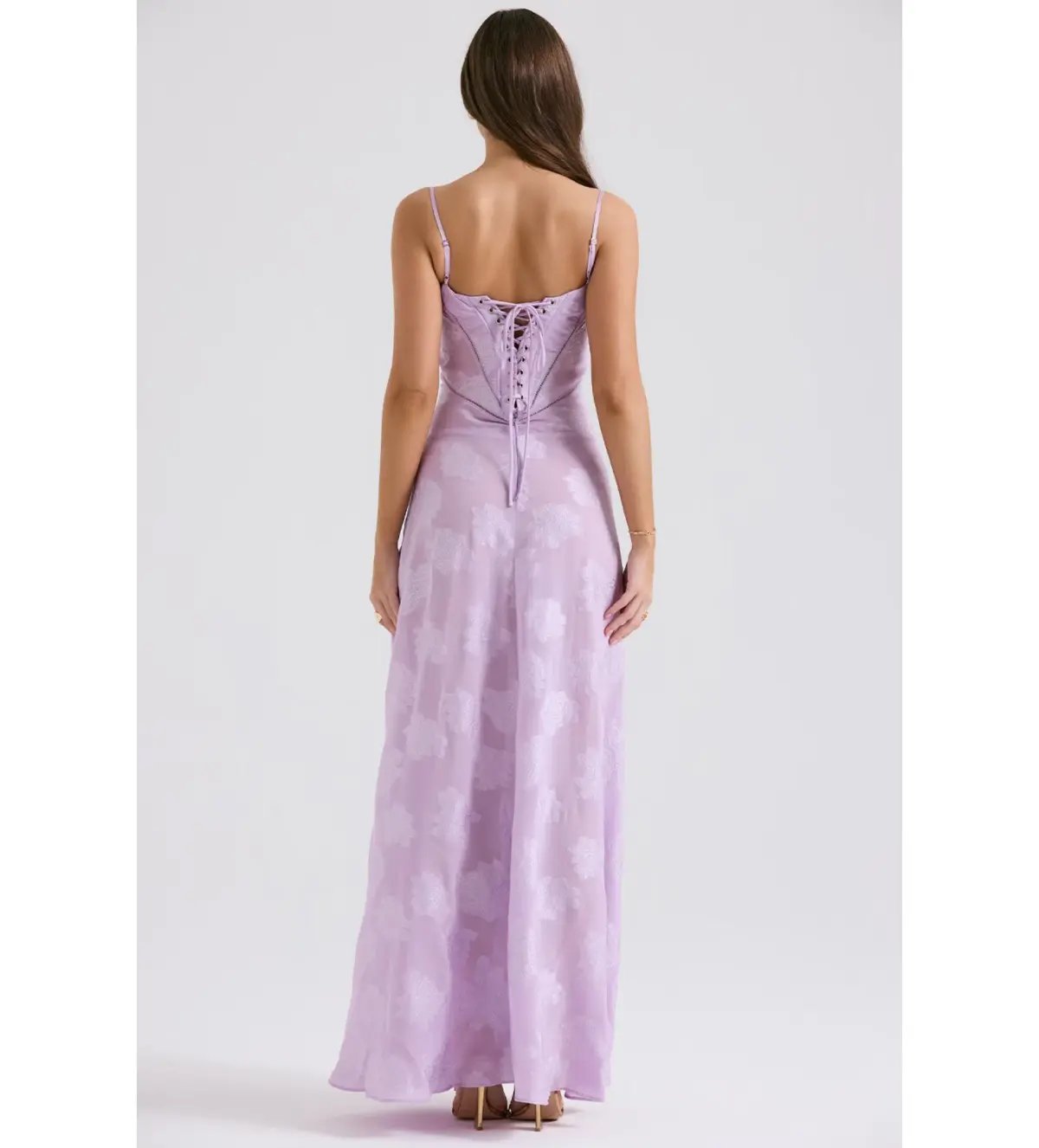 House of CB Seren Lace Back Maxi Dress Orchid Floral Size 8 photo 4