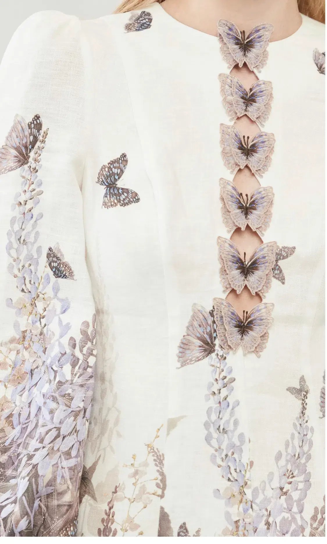 Zimmermann The Luminous Butterfly Mini Dress in Ivory Size 0/Au 8 photo 4