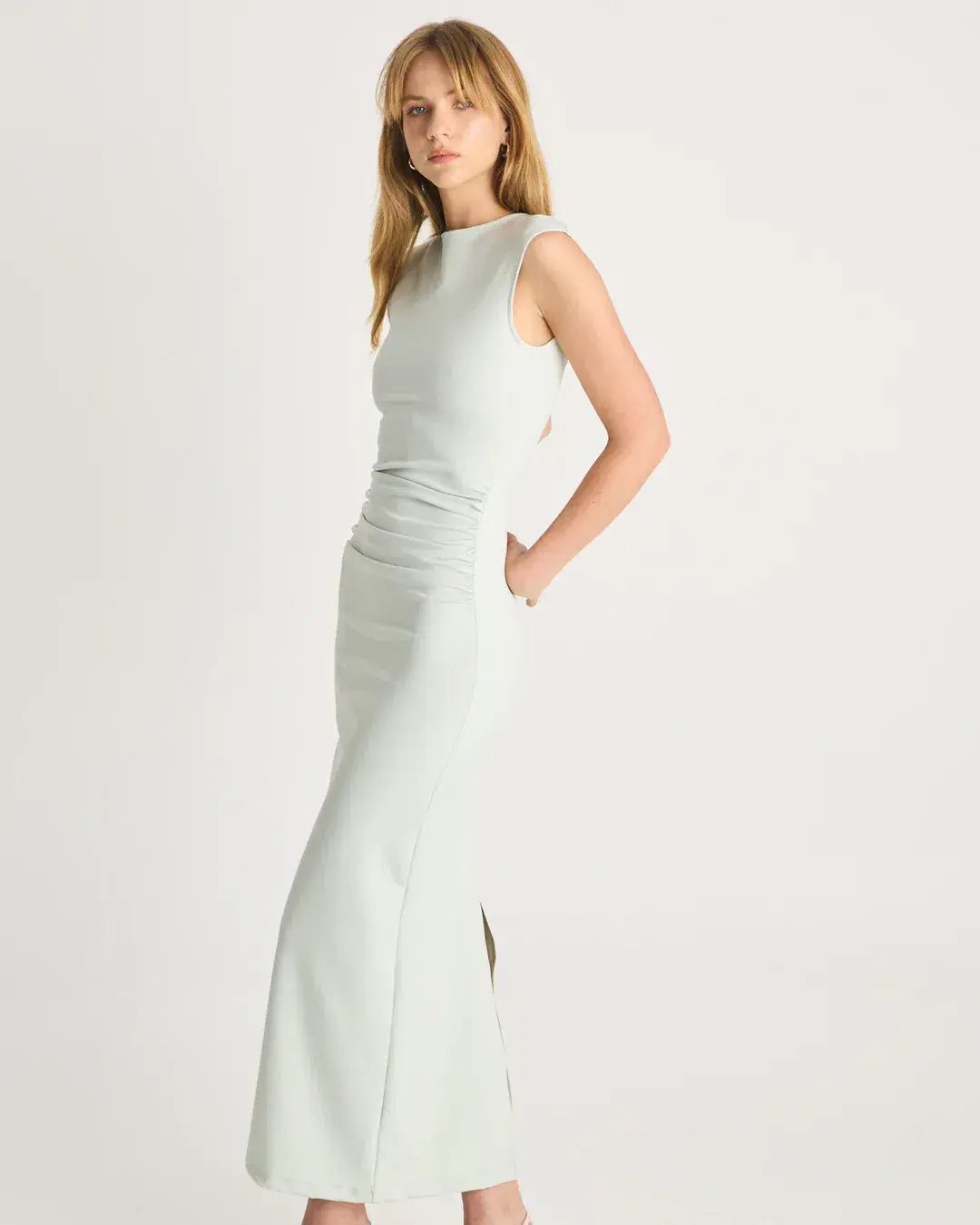 Romy Scuba Gathered Dress Mint Size 12 photo 2