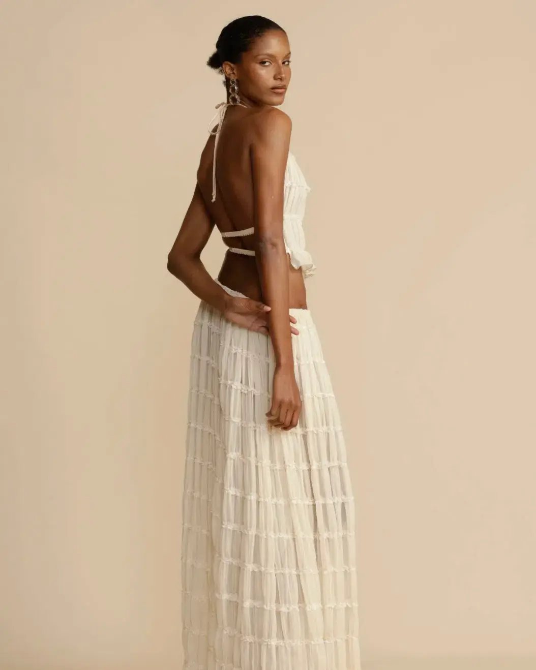 Arcina Ori Juliette Halter Top & Maxi Skirt Set Warm Cream Size S / AU 8 photo 7