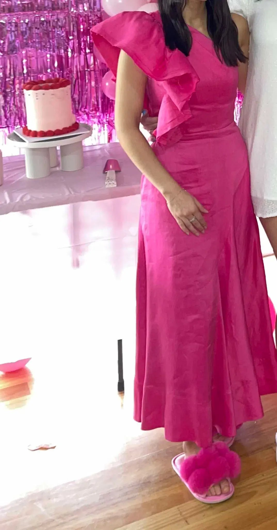 Aje Bonjour Asymmetric Midi Dress Fuchsia Size 6 photo 4