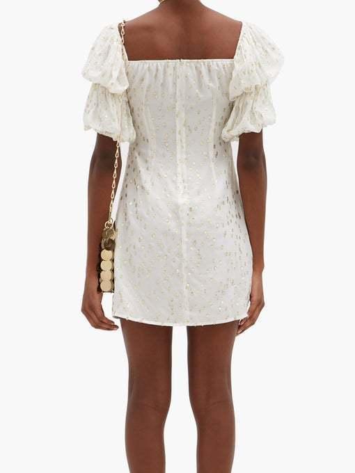 Rat & Boa Off-the-shoulder Metallic Fil Coupé Mini Dress White Size 6 photo 4