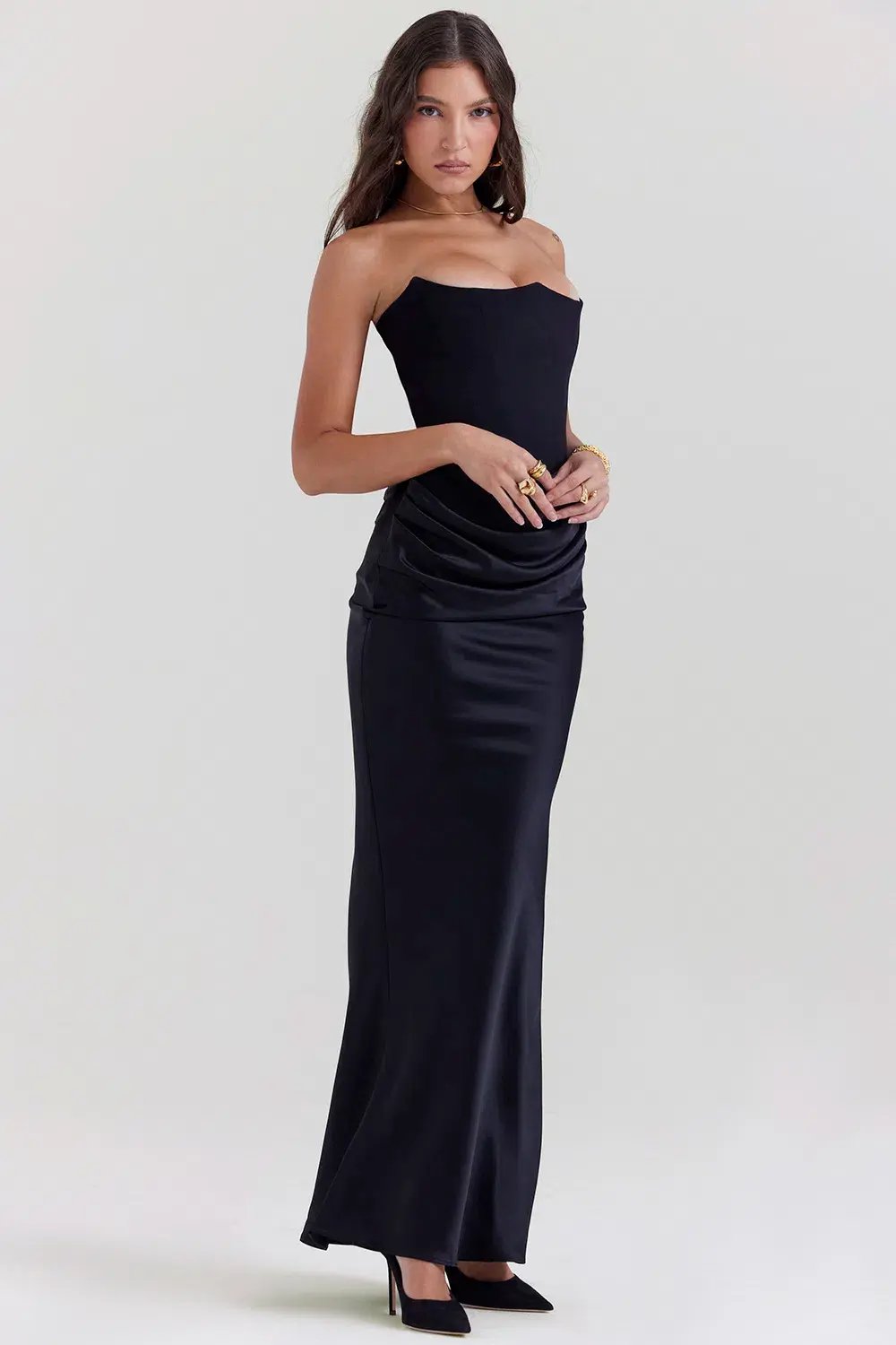 House of CB Persephone Strapless Corset Dress Black Size M/ AU 10 photo 2