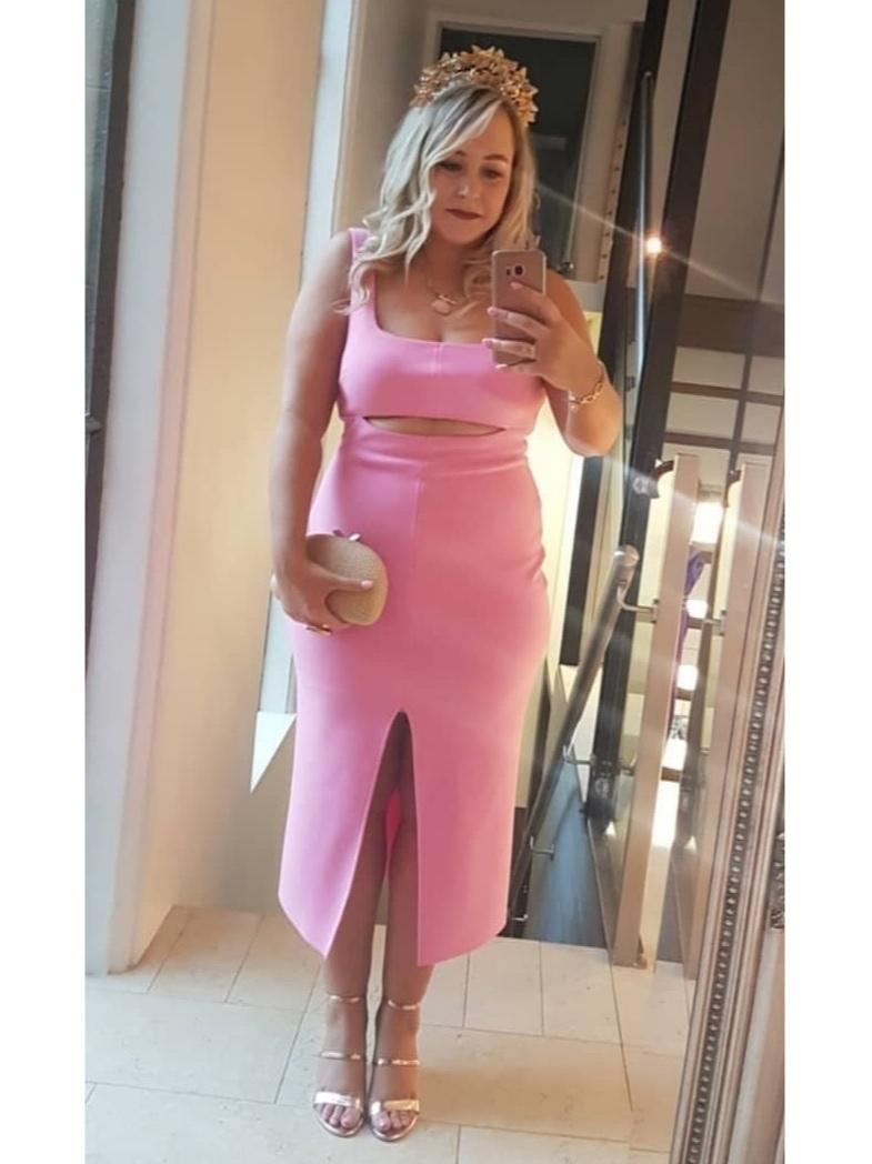 Bec & Bridge Margaux Mouth Midi Dress Pink Size 14 photo 3