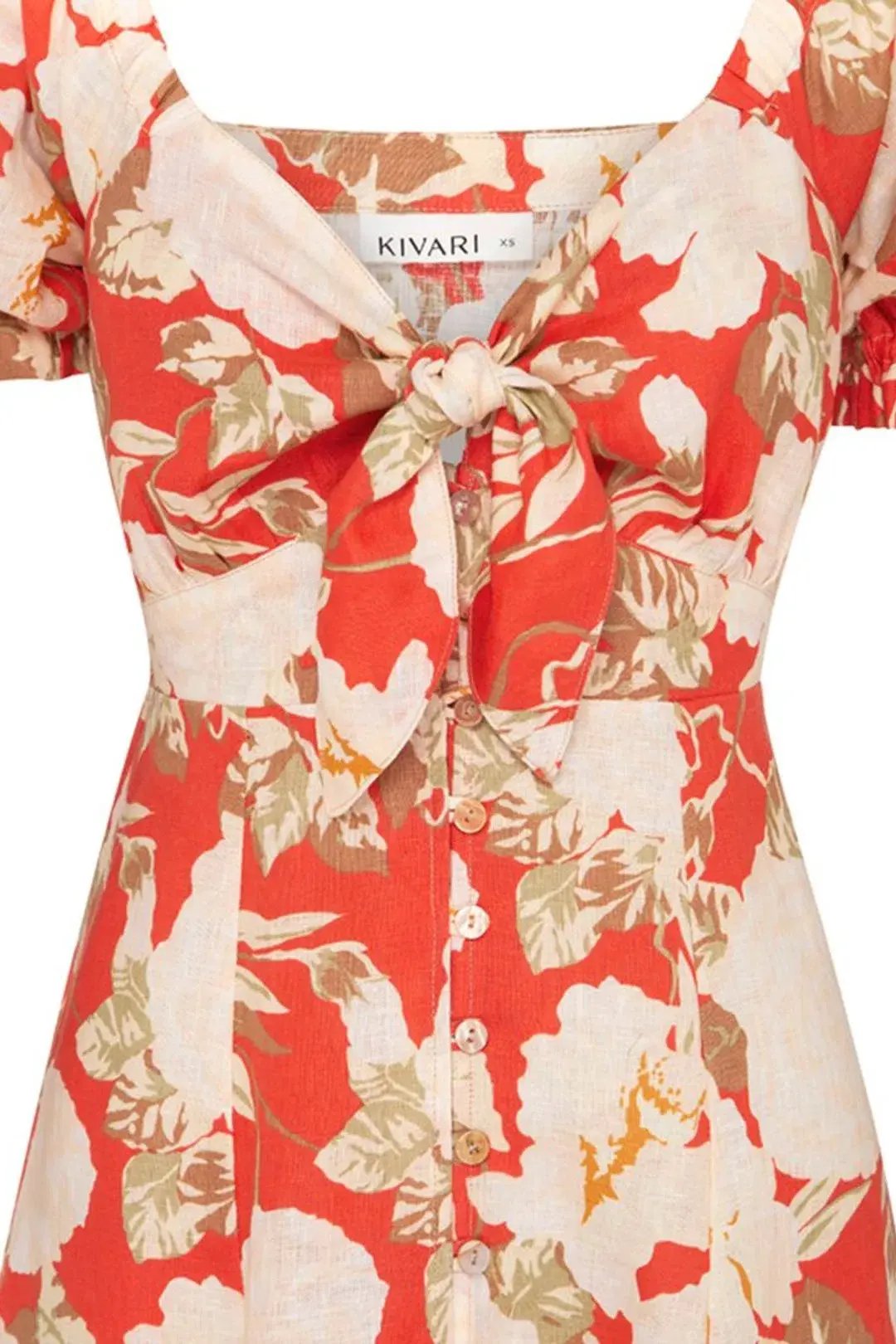 Kivari Helena Tie Front Midi Dress Print Size 10 photo 3