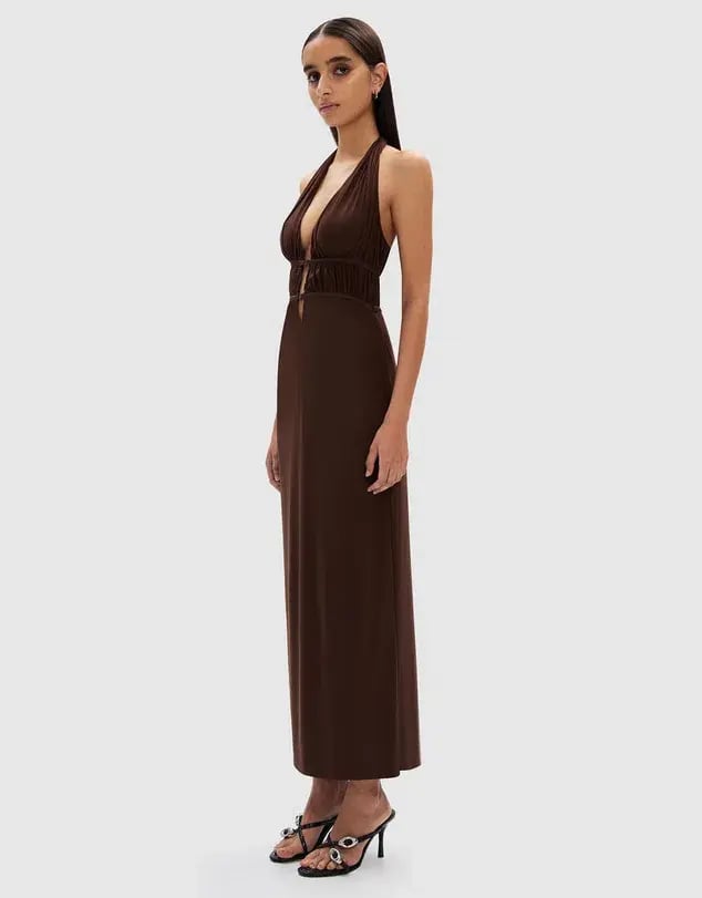 Misha Celine Mesh Midi Dress Espresso Size 6/XS photo 4
