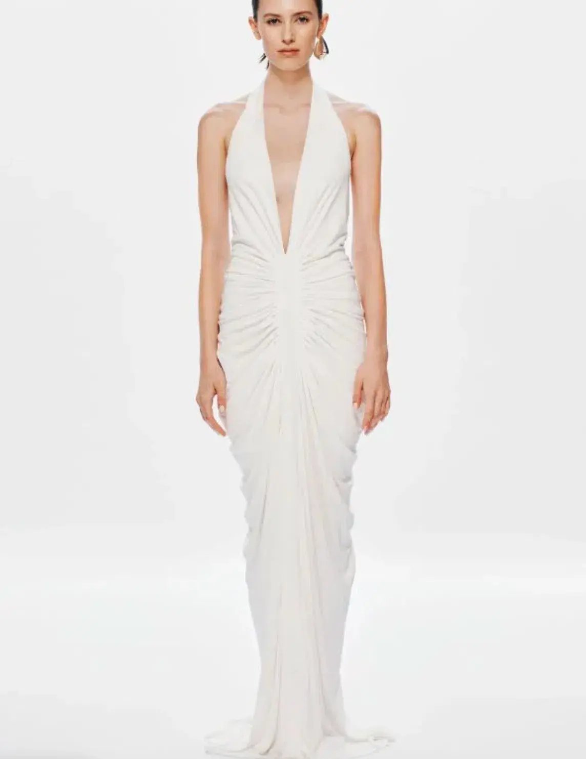 Misha The Venus Gathered Cupro Dress Ivory  Size Xs/Au 6 photo 5