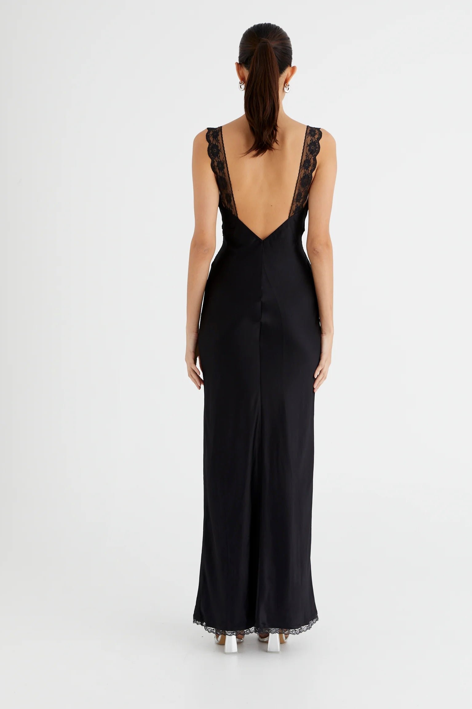 BENNI ROBBIE SATIN SLIP DRESS - BLACK photo 5
