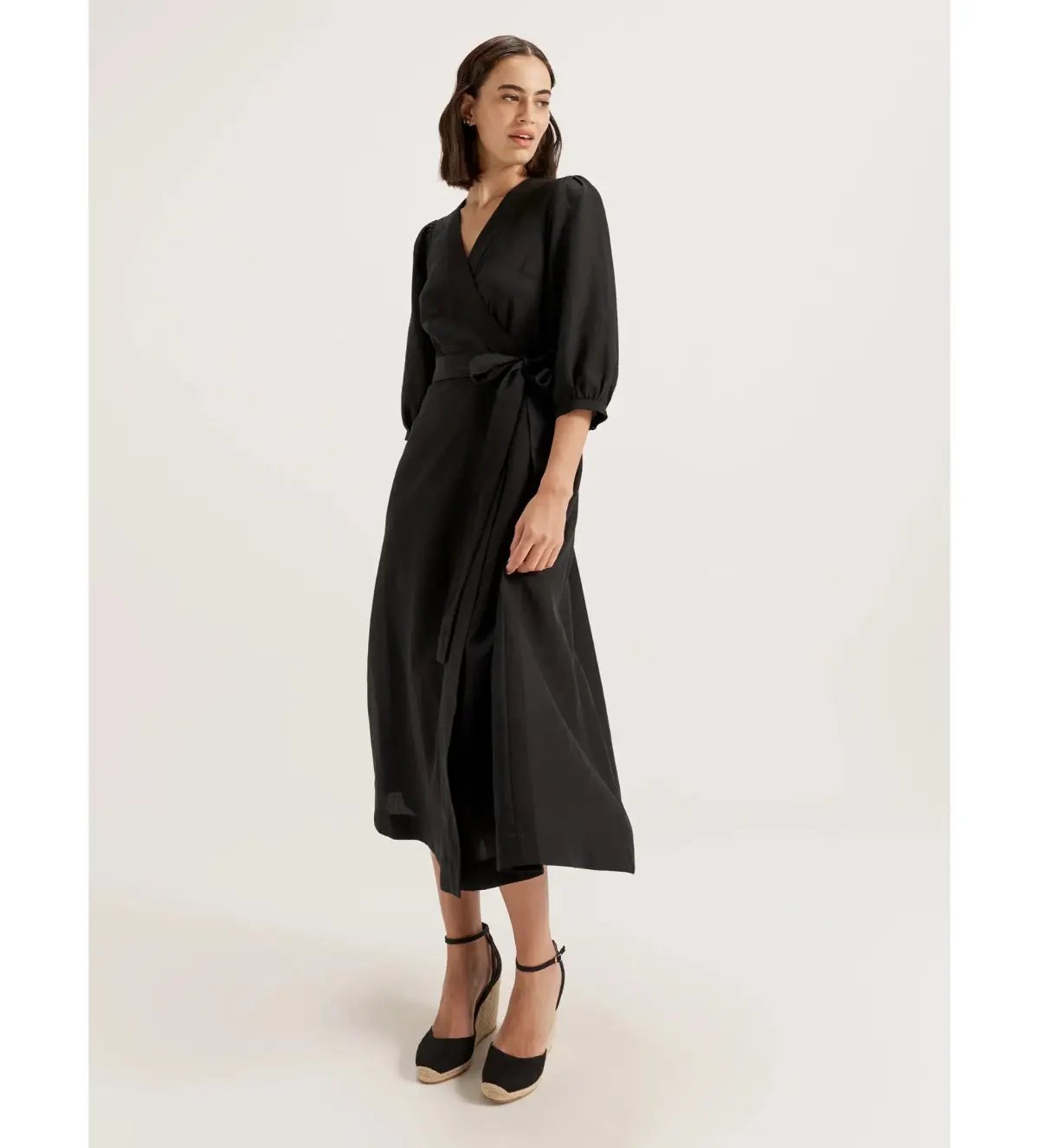 Review Cancun Wrap Midi Dress Black Size AU 18 photo 2