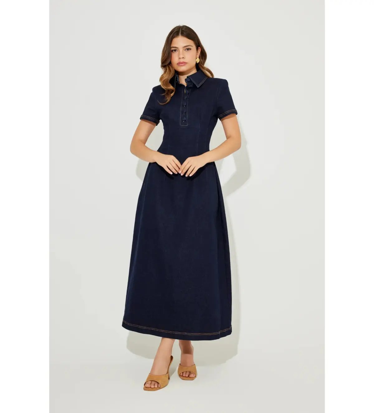 Odd Muse The Ultimate Muse Collared Midi Dress Indigo Blue  Size L / AU 10 photo 2