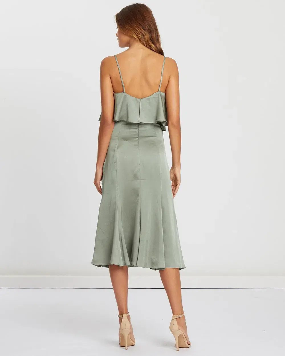 Chancery Bec Cocktail Satin Dress in Sage Green Size  6 photo 4