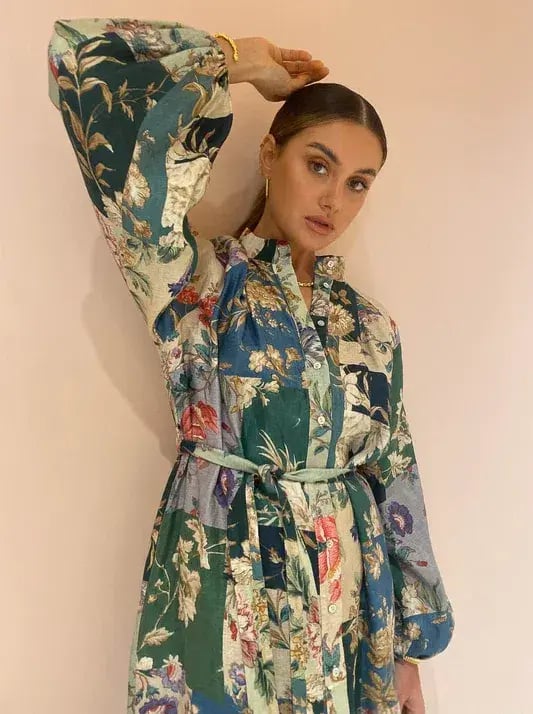 Alemais Loretta Patchwork Shirtdress In Sage Floral Size 16 photo 3