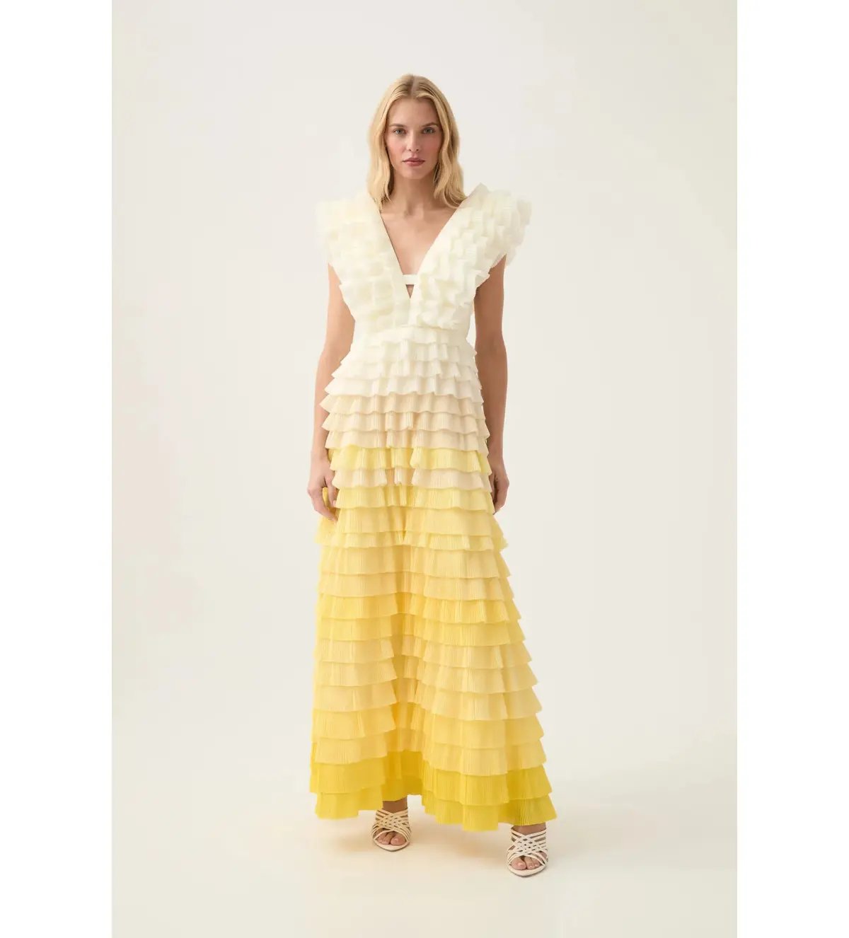 Aje Reflection Ombre Gown in Ivory/Acacia Yellow Size AU 16 photo 2