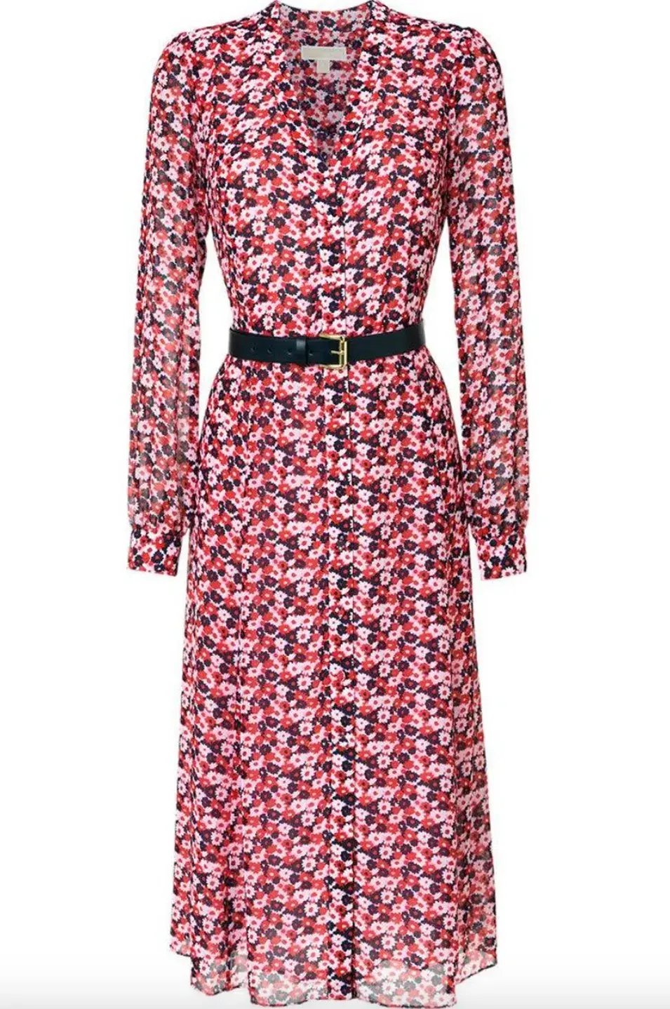 Michael Kors Red Floral Print Midi Shirt Dress AU 4 photo 2