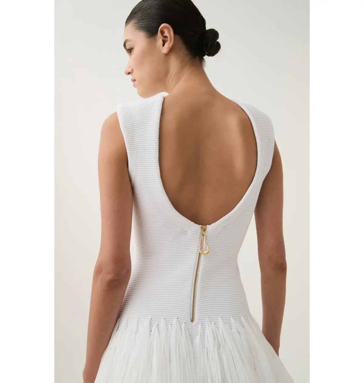 Aje Rushes Fringe Knit Mini Dress White Size AU 14 photo 2