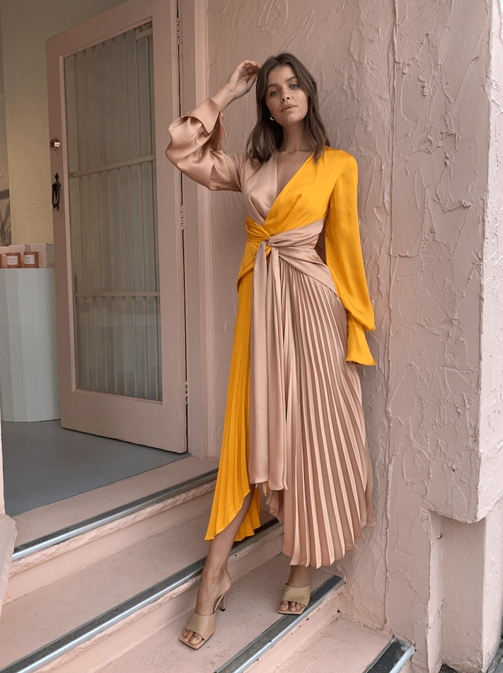 Acler Empire Dress Orange/Nude Size 8 photo 3