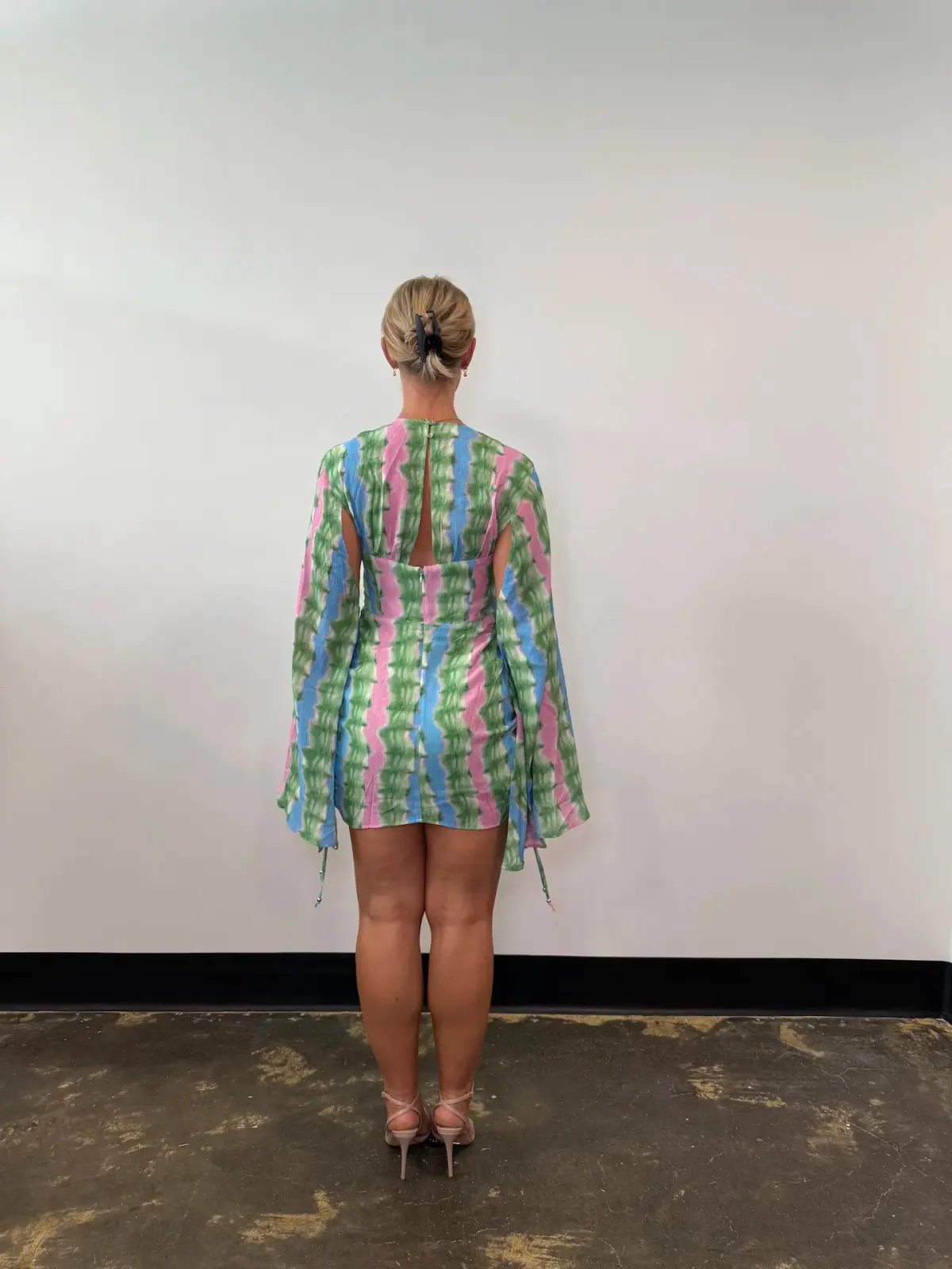 The Wolf Gang Zoya Mini Dress Tie Dye Stripe Size 12 photo 4