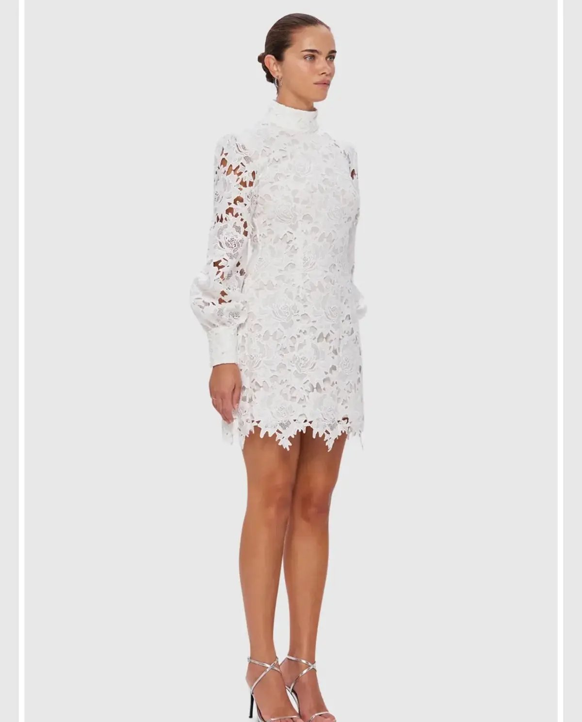 Leo Lin Isla Lace Mini Dress Snow Size 12 photo 3