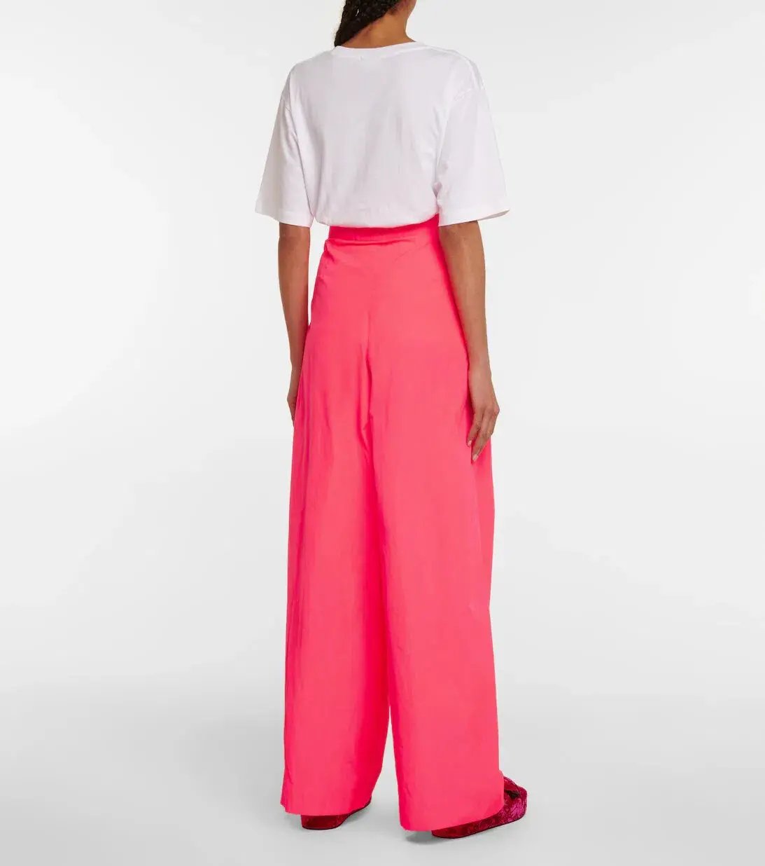 Dries Van Noten Organza High-rise Wide-leg Pants Pink Size 10 photo 2