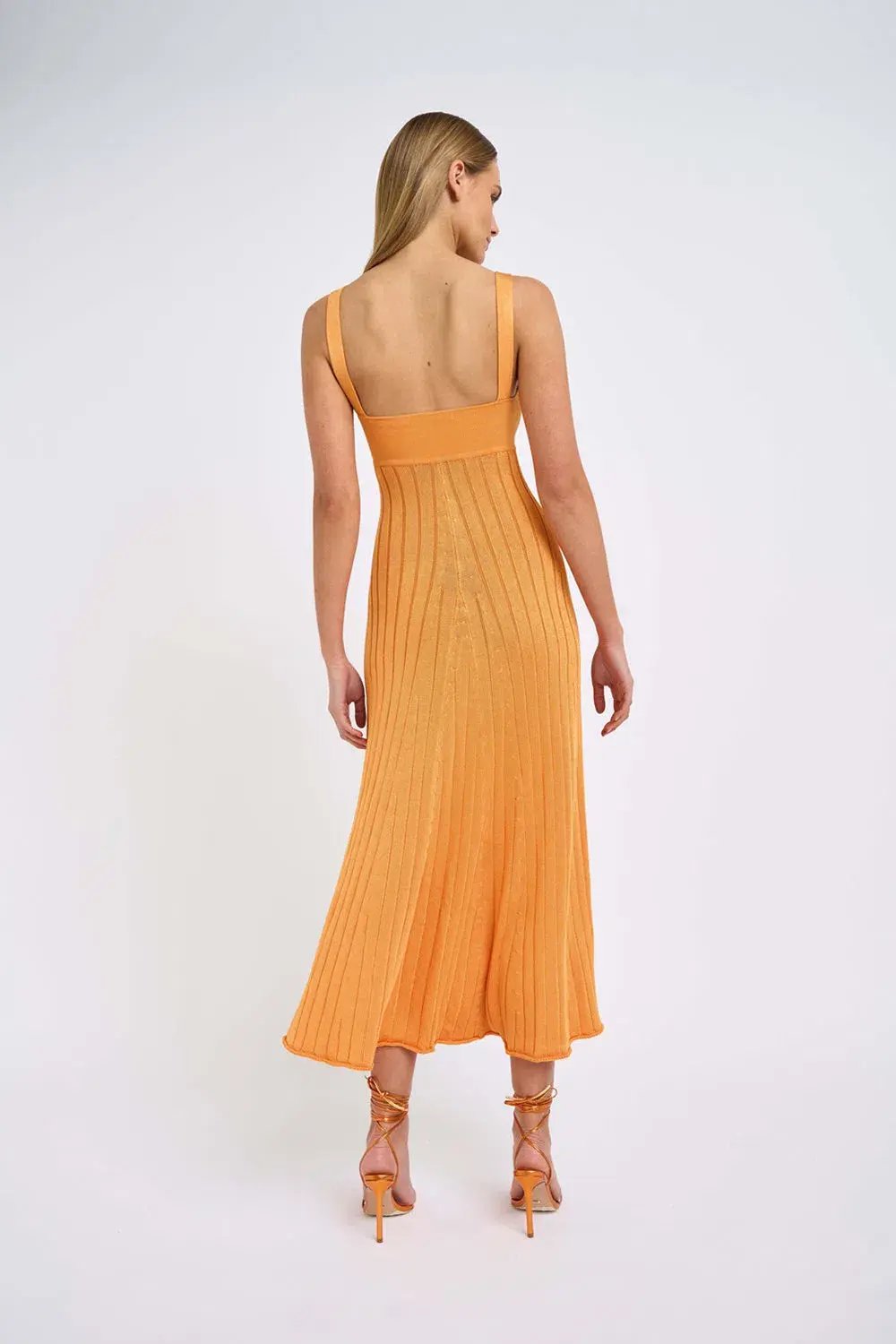 By Johnny Adelita Knit Midi Dress Orange Size 8 / M photo 3