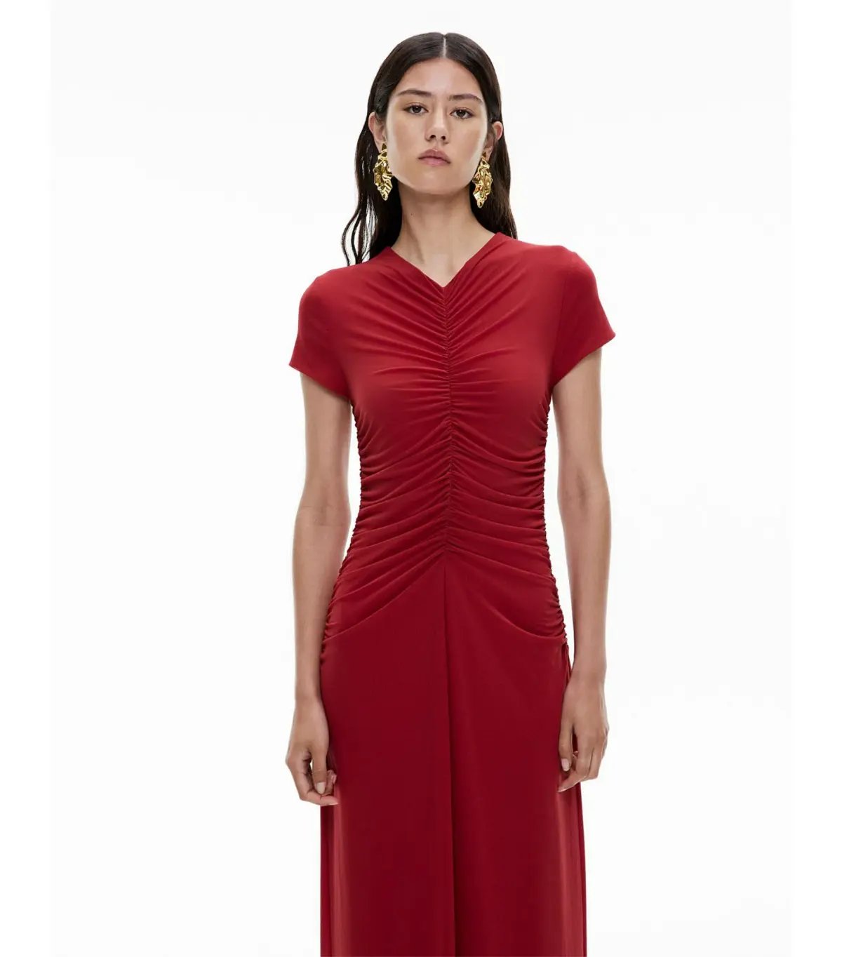 Witchery Gather Mesh Midi Dress Ruby Size AU 12 photo 2