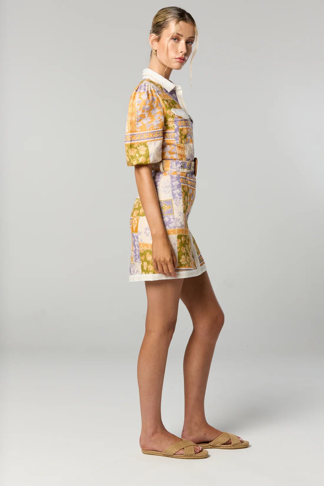 WINONA BILLIE BUTTON UP SHORT DRESS - PATCHWORK FLORAL photo 5