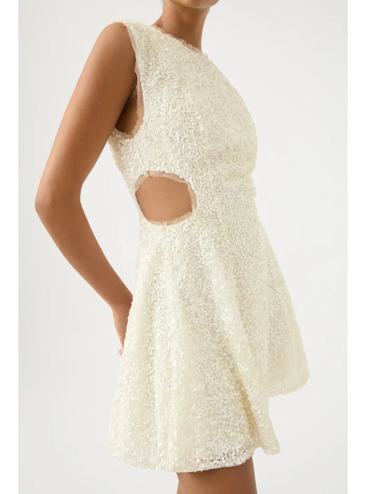 Aje Mirage Beaded Mini Dress Ivory Size AU 10 photo 2