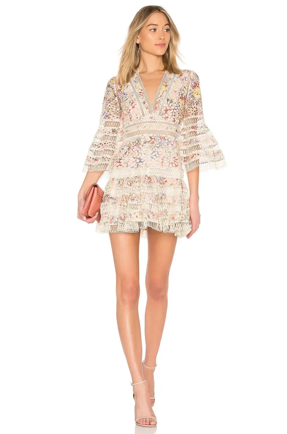Zimmermann Lovelorn Floral Flutter Mini Dress Pink Floral Size 0 / AU 8 photo 3