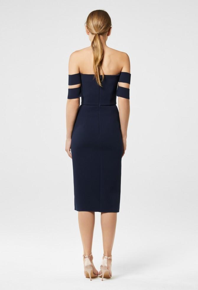 Yeojin Bae - Double Crepe Split Dasha Dress Navy Size 6 photo 4