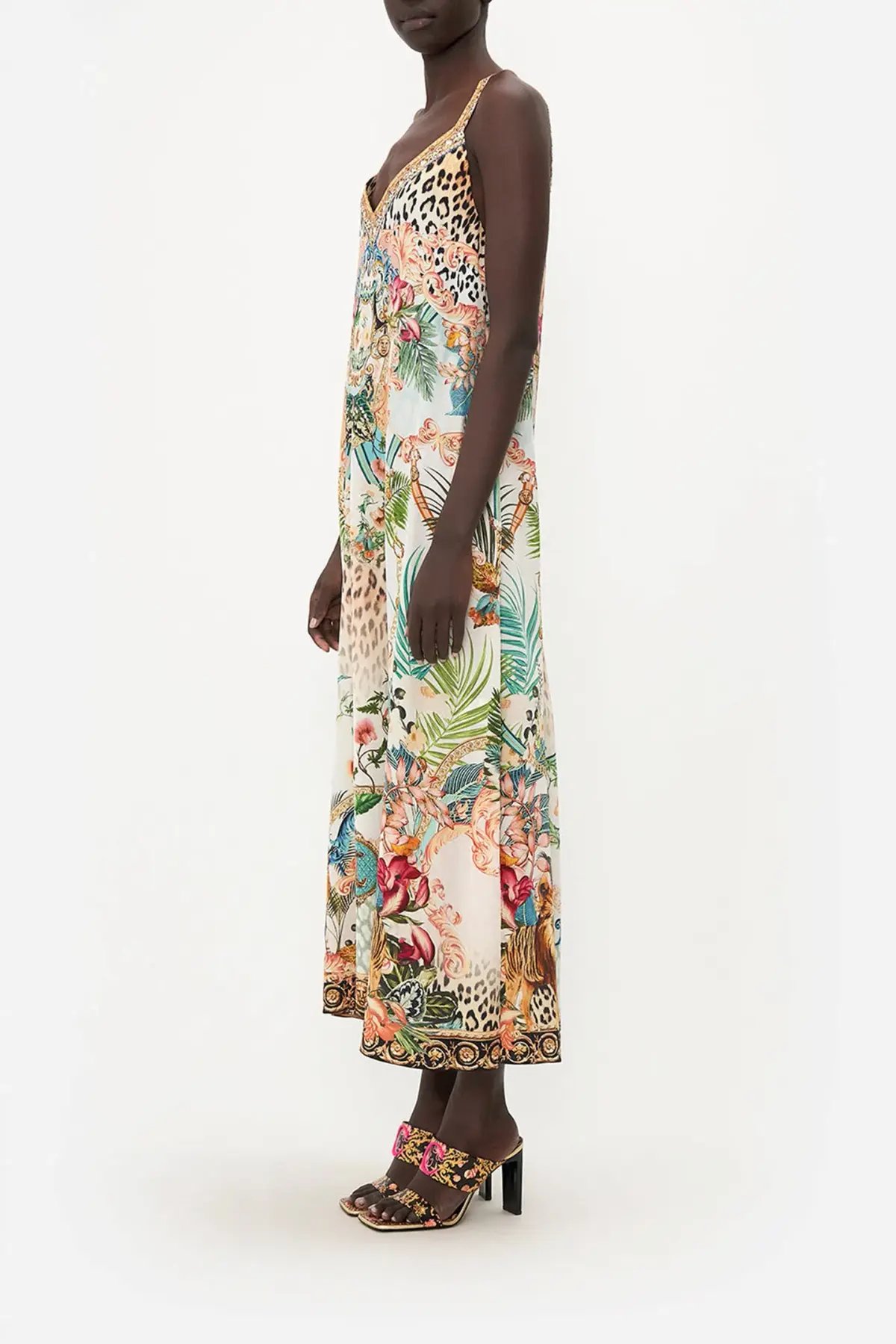 Camilla V Neck Midi Slip Dress Royalty Loyalty Print Size 10 photo 3