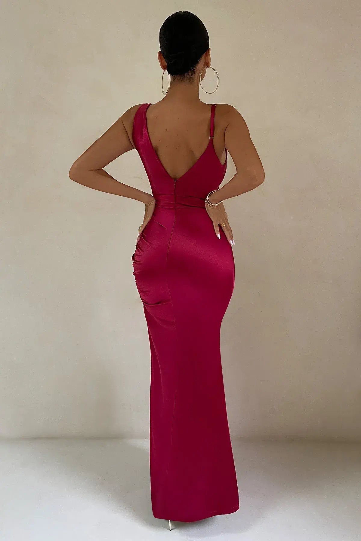 Club L London Belonging Berry Ruched Cowl Maxi Dress Pink Size 8 photo 4