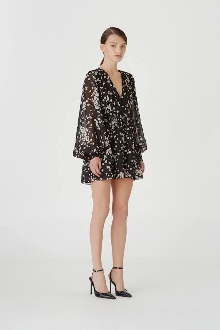 Camilla and Marc Gardin Mini Dress Floral Black Size 6 photo 2
