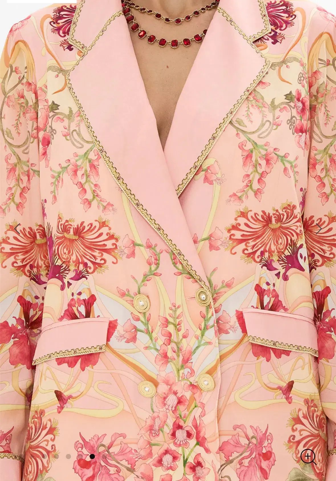 Camilla Double Breasted Soft Jacket (Size L) and Straight Leg Pants (Size XXL) Set in Blossoms and Brushstrokes photo 2