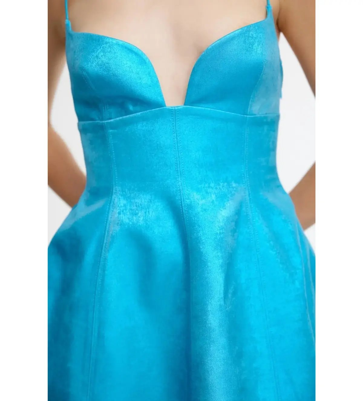 Acler Mornington Mini Dress Cyan Metallic Size AU 6 photo 4